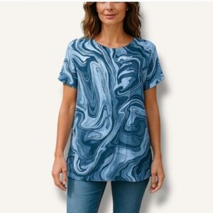 Michaels Blue Swirl Women's Short Sleeve Top